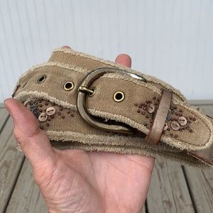 Fossil Tan Embroidered Belt